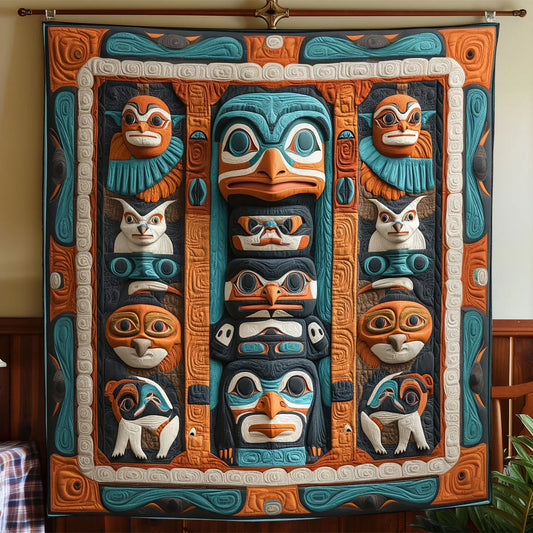 Native Tribe Mask Quilt Blanket