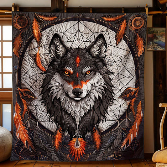 Native Wolf Quilt Blanket