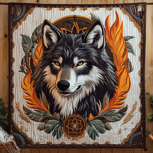Native Wolf Quilt Blanket