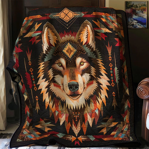 Native Wolf Quilt Blanket