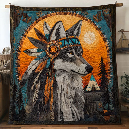 Native Wolf Quilt Blanket