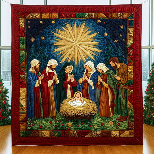 Nativity Gathering Quilt Blanket