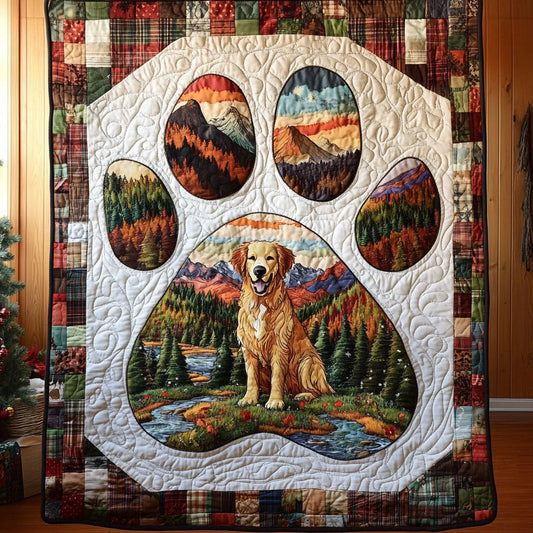 Nature Bless Golden Retriever Paw Quilt Blanket