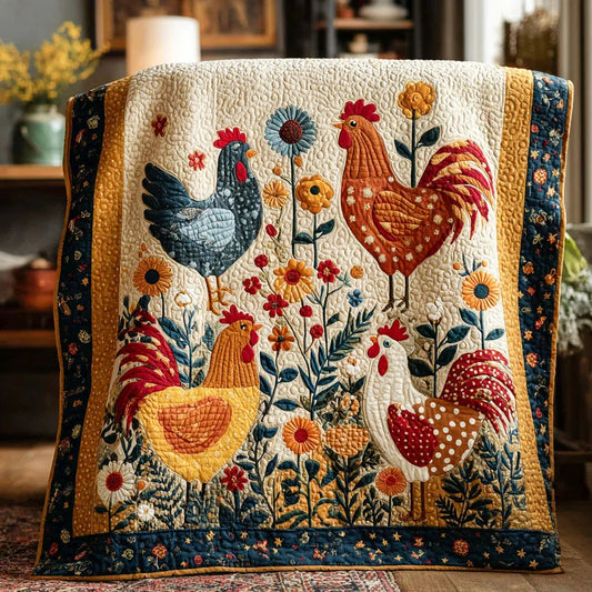 Nature Hen Quilt Blanket - Quilted Blanket by OtterMia