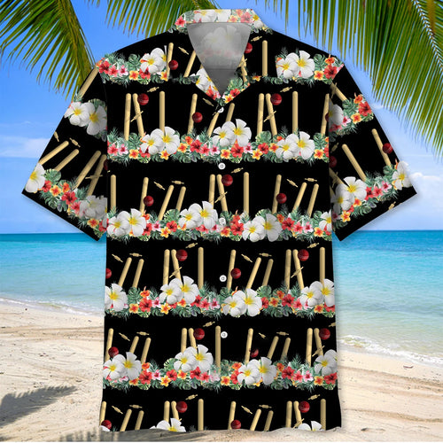 Nature Cricket Black Hawaiian Shirt