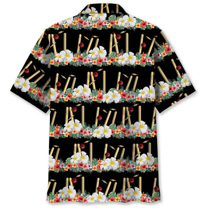 Nature Cricket Black Hawaiian Shirt