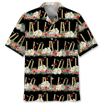 Nature Cricket Black Hawaiian Shirt