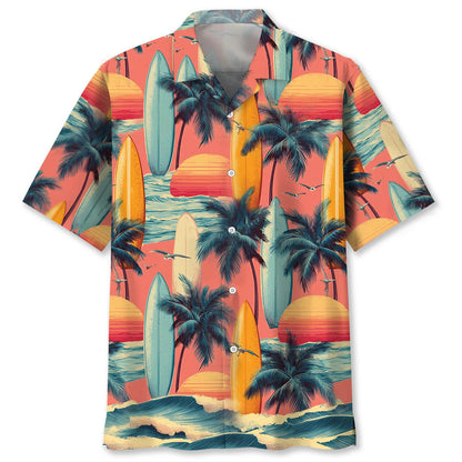 Nature Surfing Board Hawaiian Shirt, custom shirt gift for men