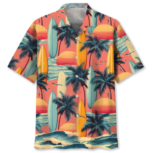 Nature Surfing Board Hawaiian Shirt, custom shirt gift for men