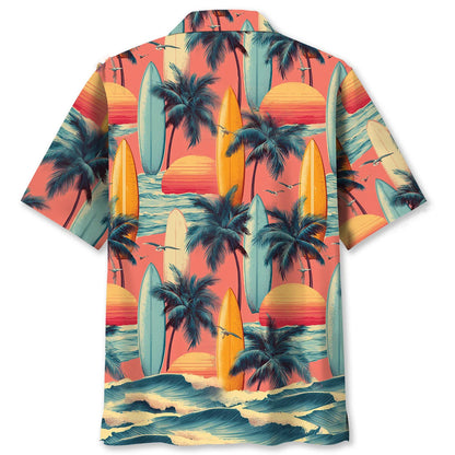 Nature Surfing Board Hawaiian Shirt, custom shirt gift for men (view 2)