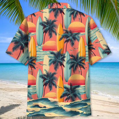 Nature Surfing Board Hawaiian Shirt, custom shirt gift for men (view 4)