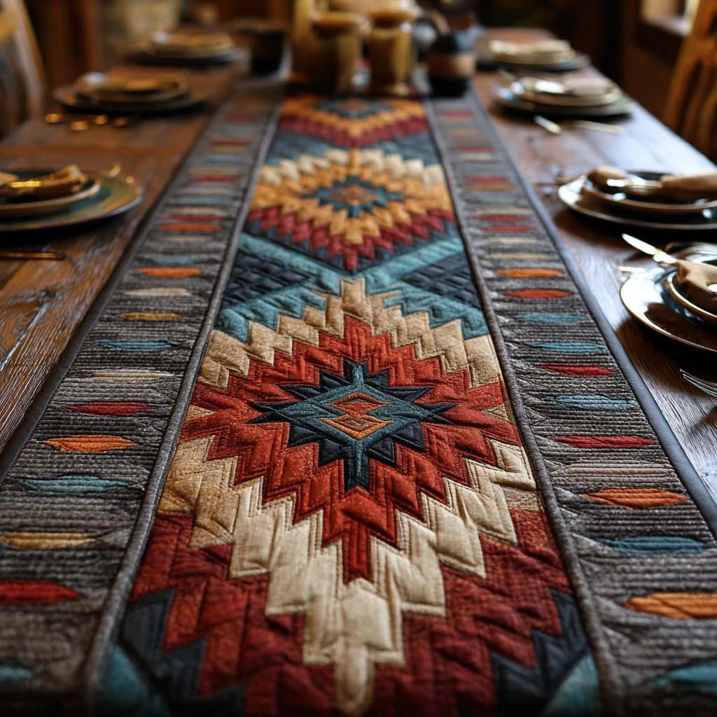 Navajo Sunset Diamond Quilted Table Runner