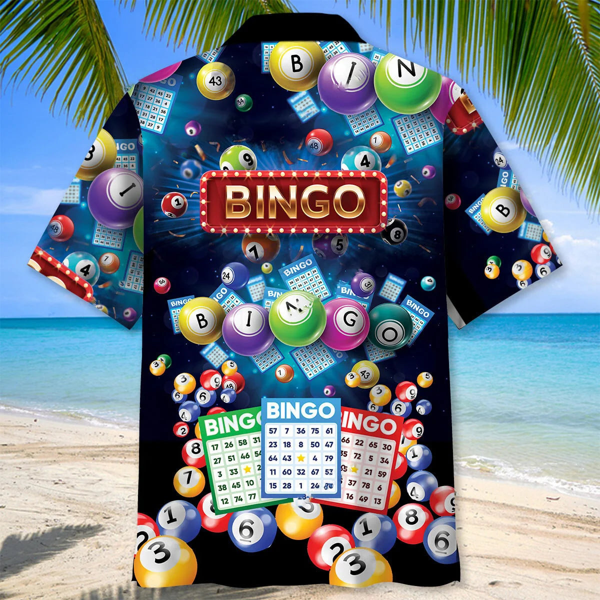 Neon Bingo Lover Hawaiian Shirt, custom shirt gift for men (view 2)