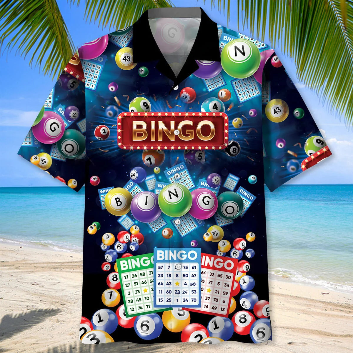 Neon Bingo Lover Hawaiian Shirt, custom shirt gift for men (view 3)
