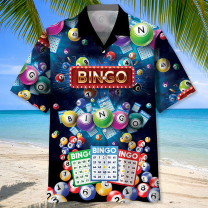Neon Bingo Lover Hawaiian Shirt, custom shirt gift for men (view 3)