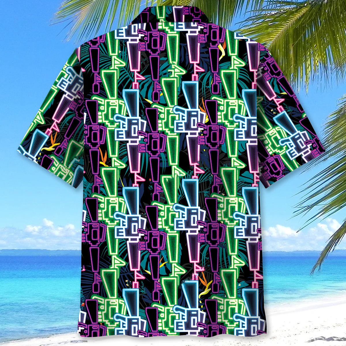 Neon Colorful Guns Hawaiian Shirt, custom shirt gift for men (view 3)