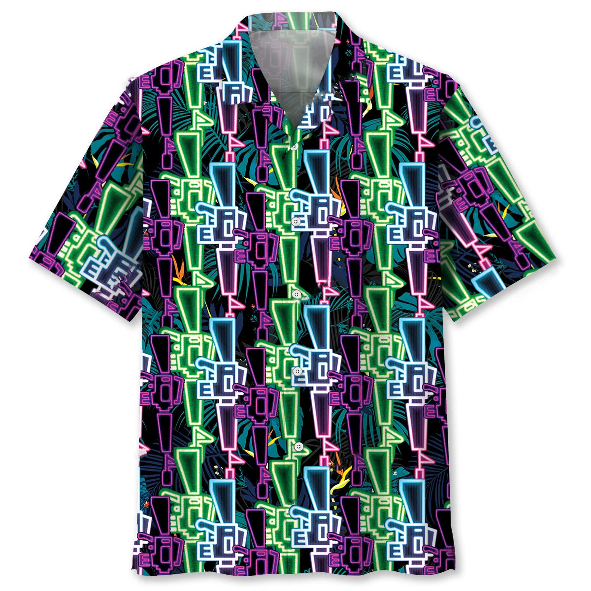 Neon Colorful Guns Hawaiian Shirt, custom shirt gift for men (view 4)