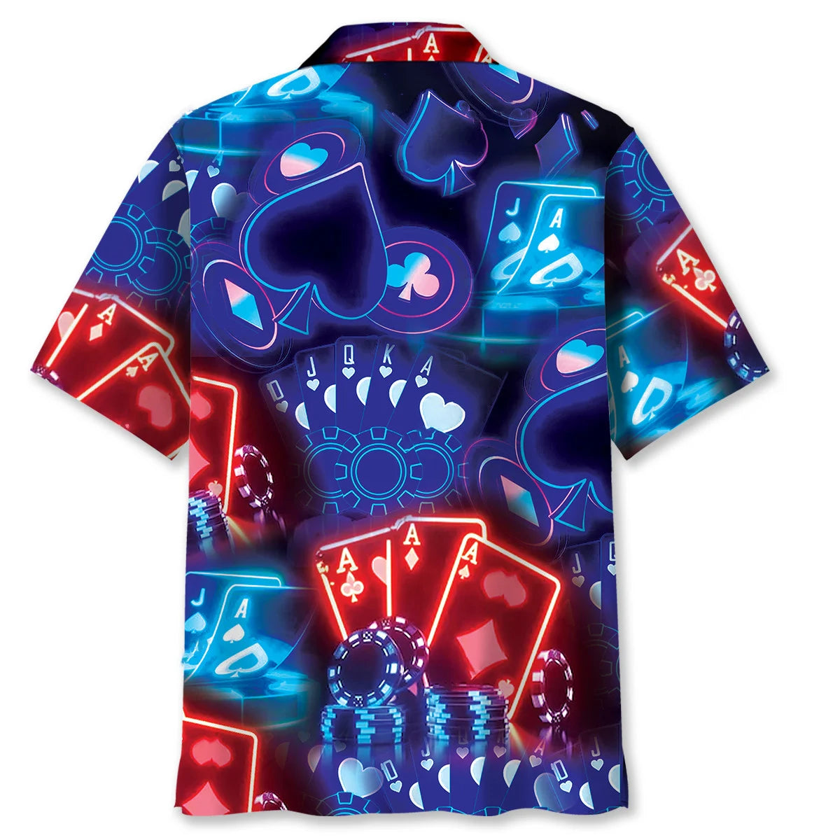 Neon Poker Night Hawaiian Shirt, custom shirt gift for men (view 3)
