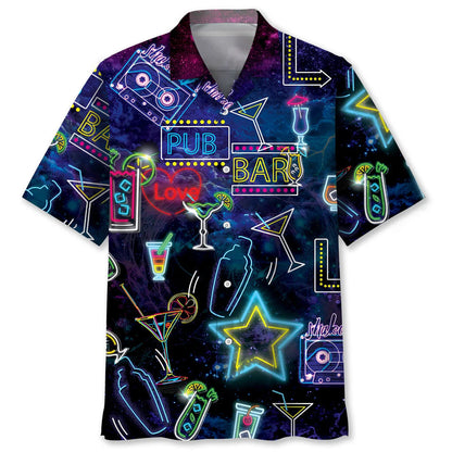 Neon Style Bartender Hawaiian Shirt, custom shirt gift for men