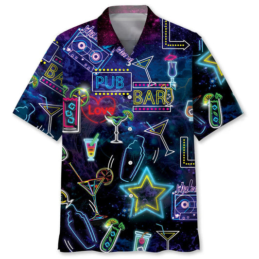 Neon Style Bartender Hawaiian Shirt, custom shirt gift for men