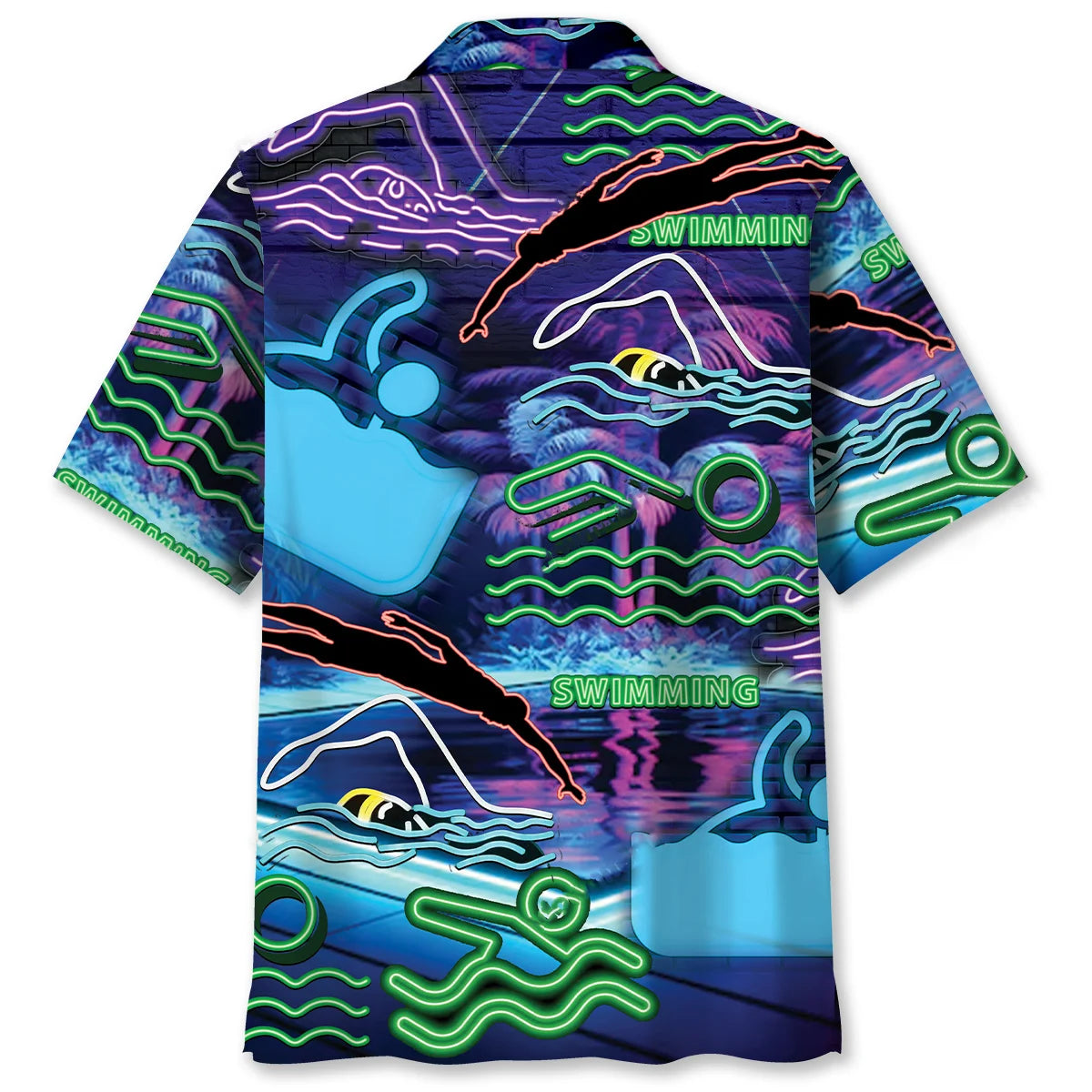 Neon Style Swimming Lover Hawaiian Shirt, custom shirt gift for men (view 2)