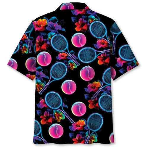 Neon Tennis Tropical Hawaiian Shirt, custom shirt gift for men
