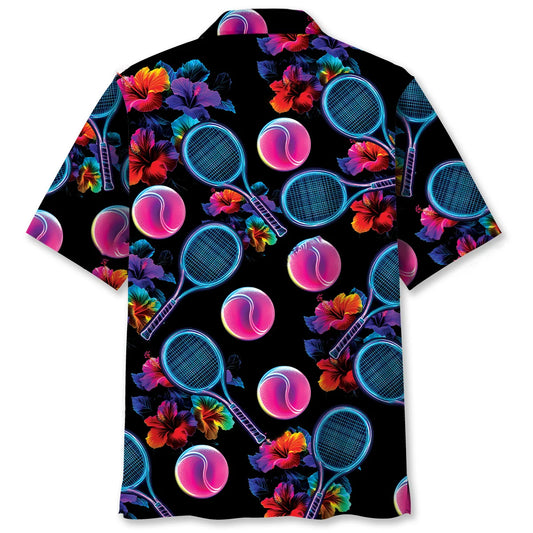 Neon Tennis Tropical Hawaiian Shirt, custom shirt gift for men