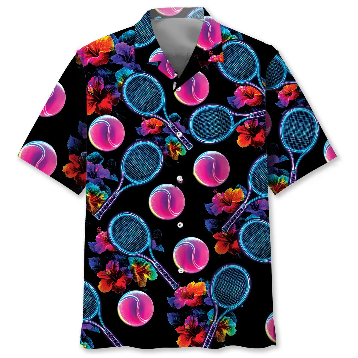Neon Tennis Tropical Hawaiian Shirt, custom shirt gift for men (view 4)