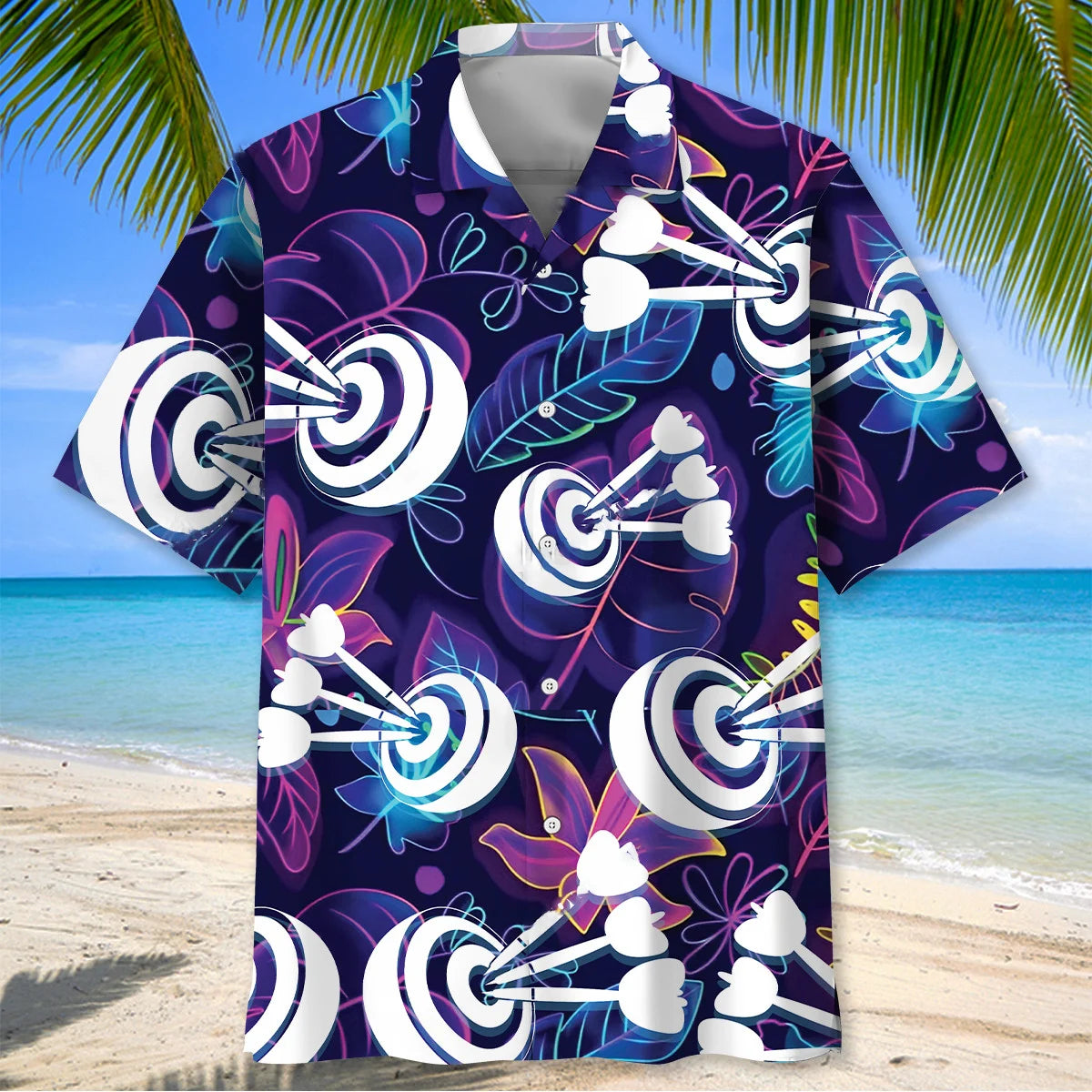 Neon Tropical Darts Hawaiian Shirt, custom shirt gift for men