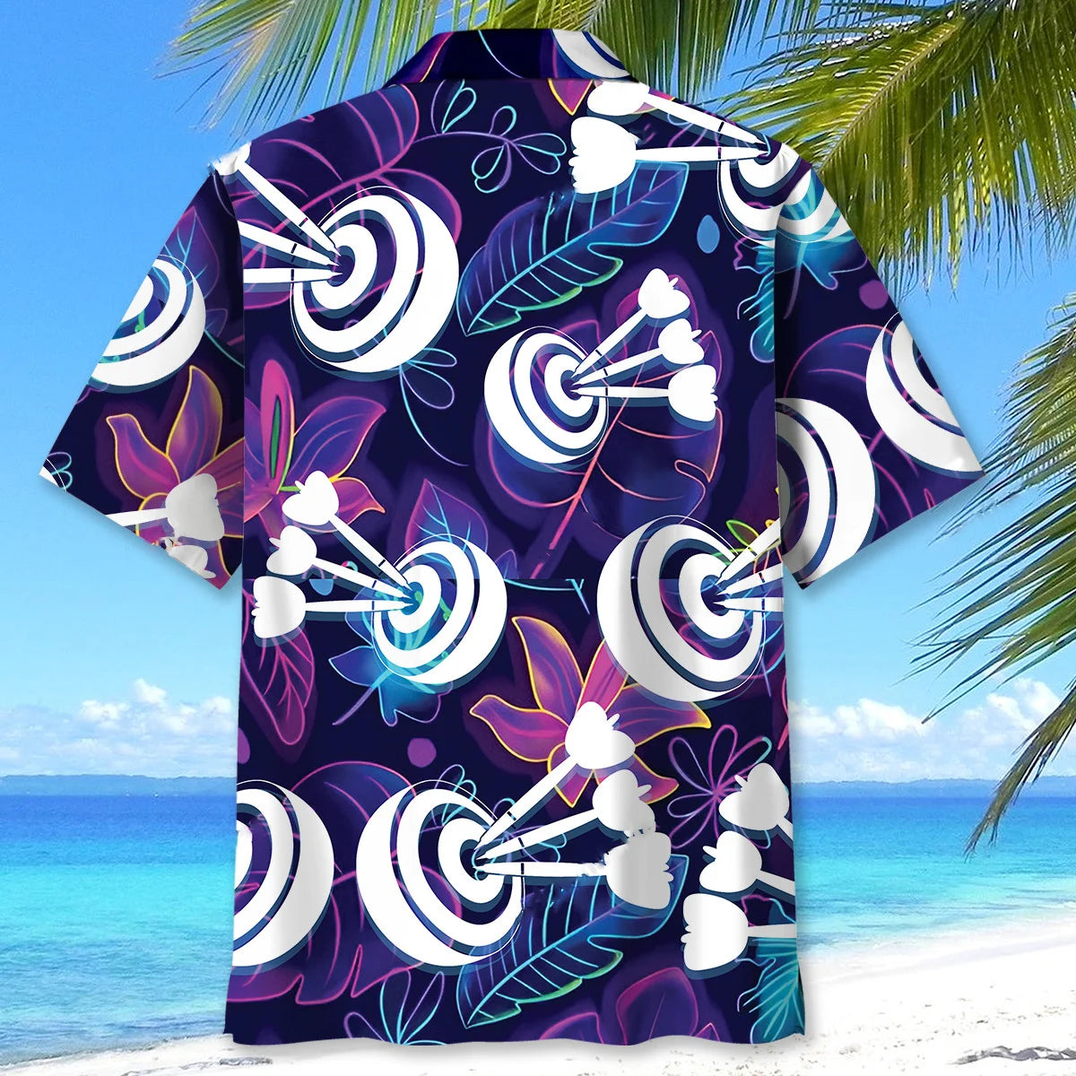 Neon Tropical Darts Hawaiian Shirt, custom shirt gift for men (view 4)