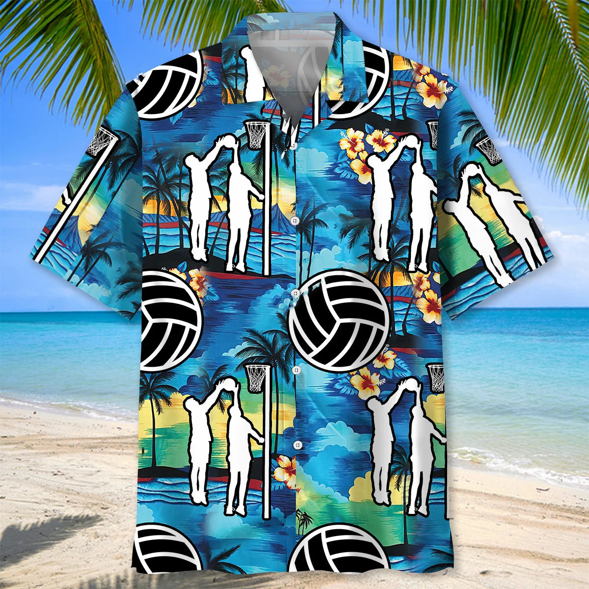 Netball Beach Hawaiian Shirt, custom shirt gift for men