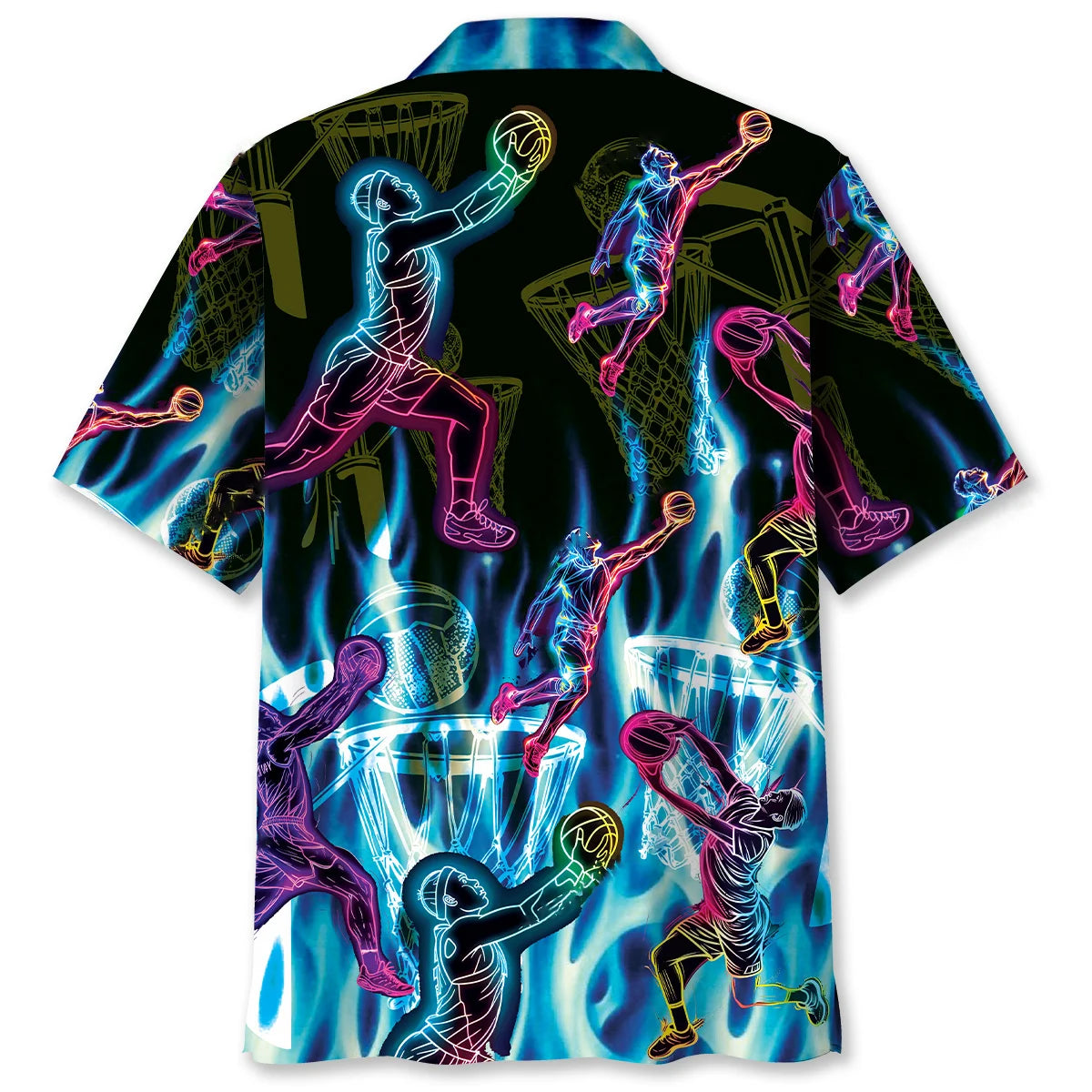 Netball Neon Fire Hawaiian Shirt, custom shirt gift for men (view 2)