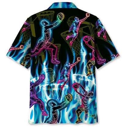 Netball Neon Fire Hawaiian Shirt, custom shirt gift for men (view 2)
