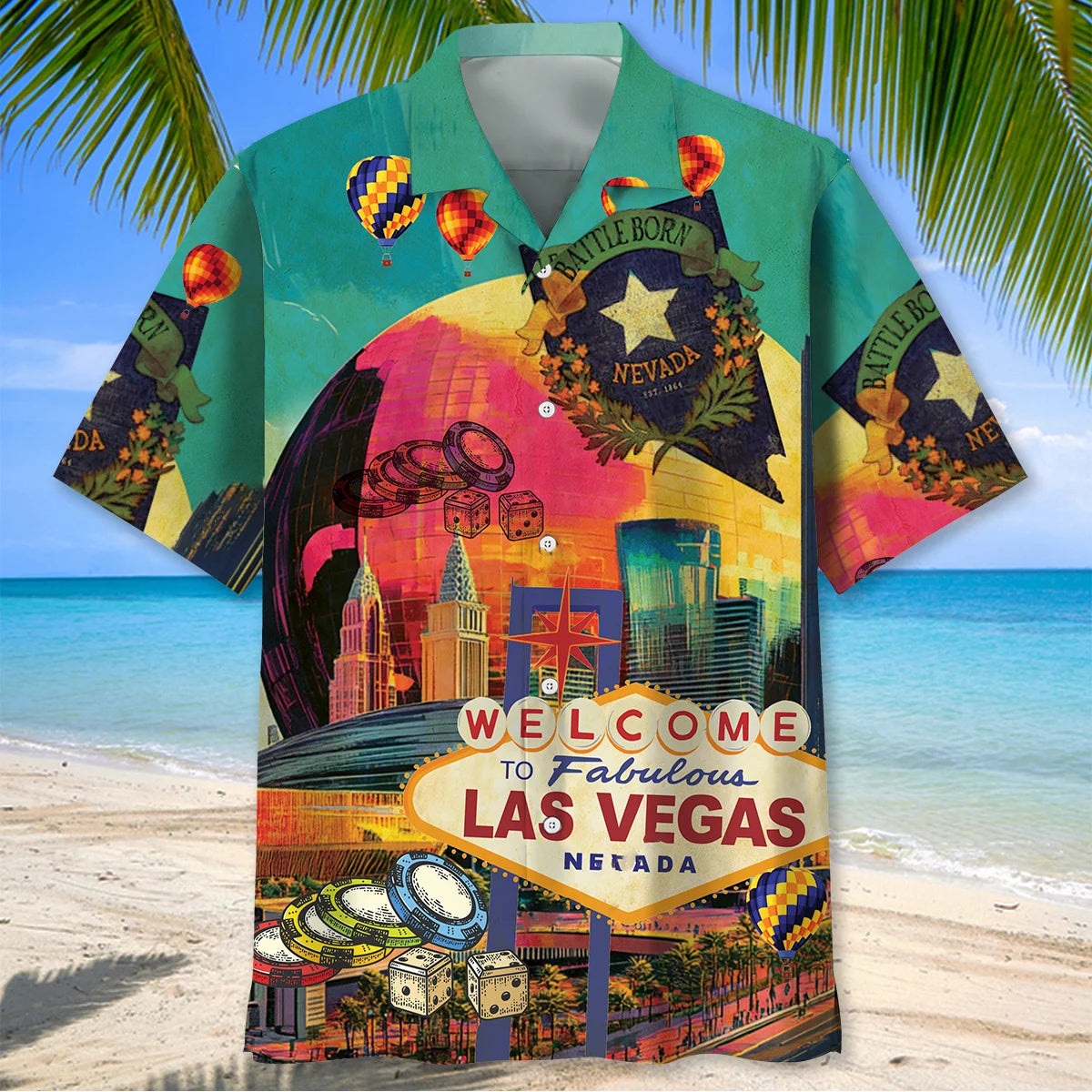 Nevada Las Vegas Hawaiian Shirt, custom shirt gift for men (view 2)