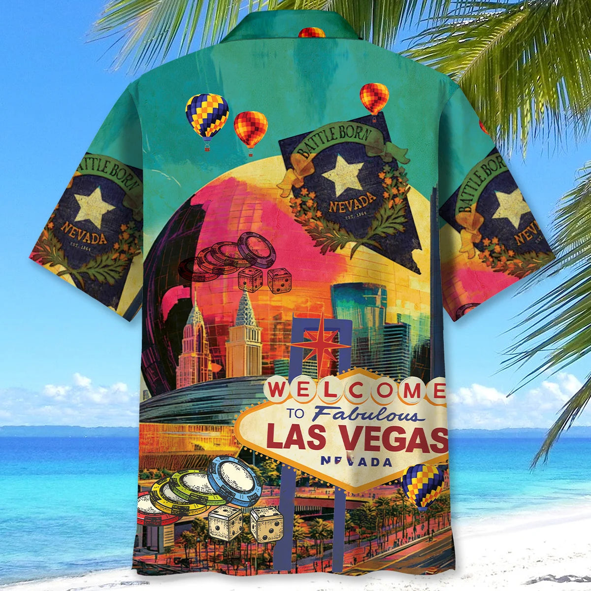 Nevada Las Vegas Hawaiian Shirt, custom shirt gift for men (view 3)