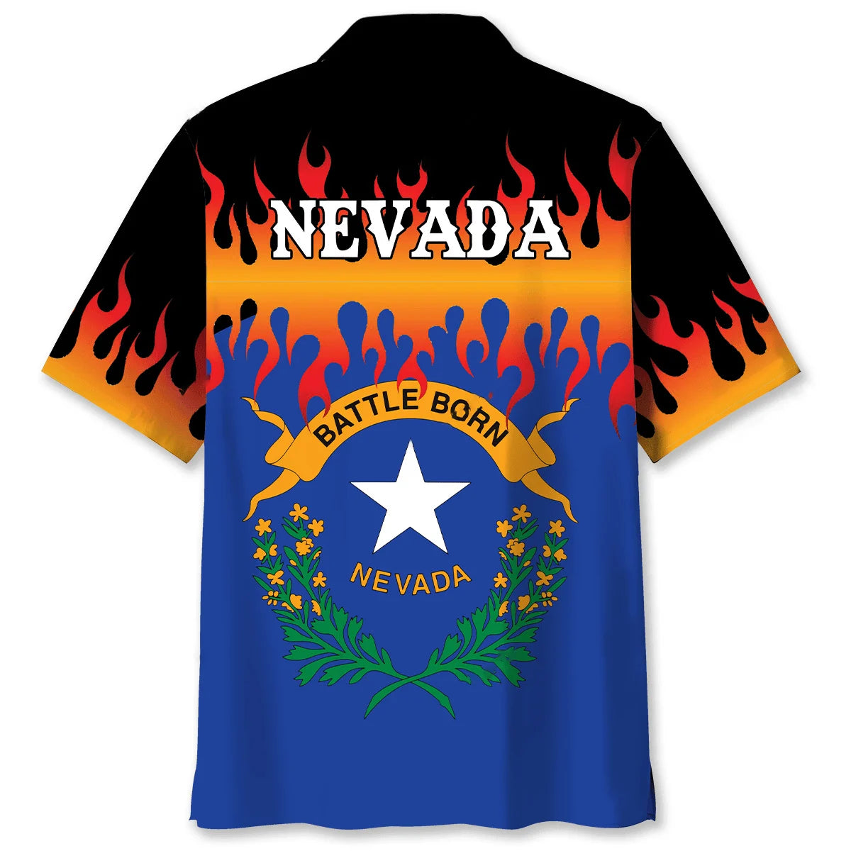 Nevada State Flames Hawaiian Shirt, custom shirt gift for men (view 2)
