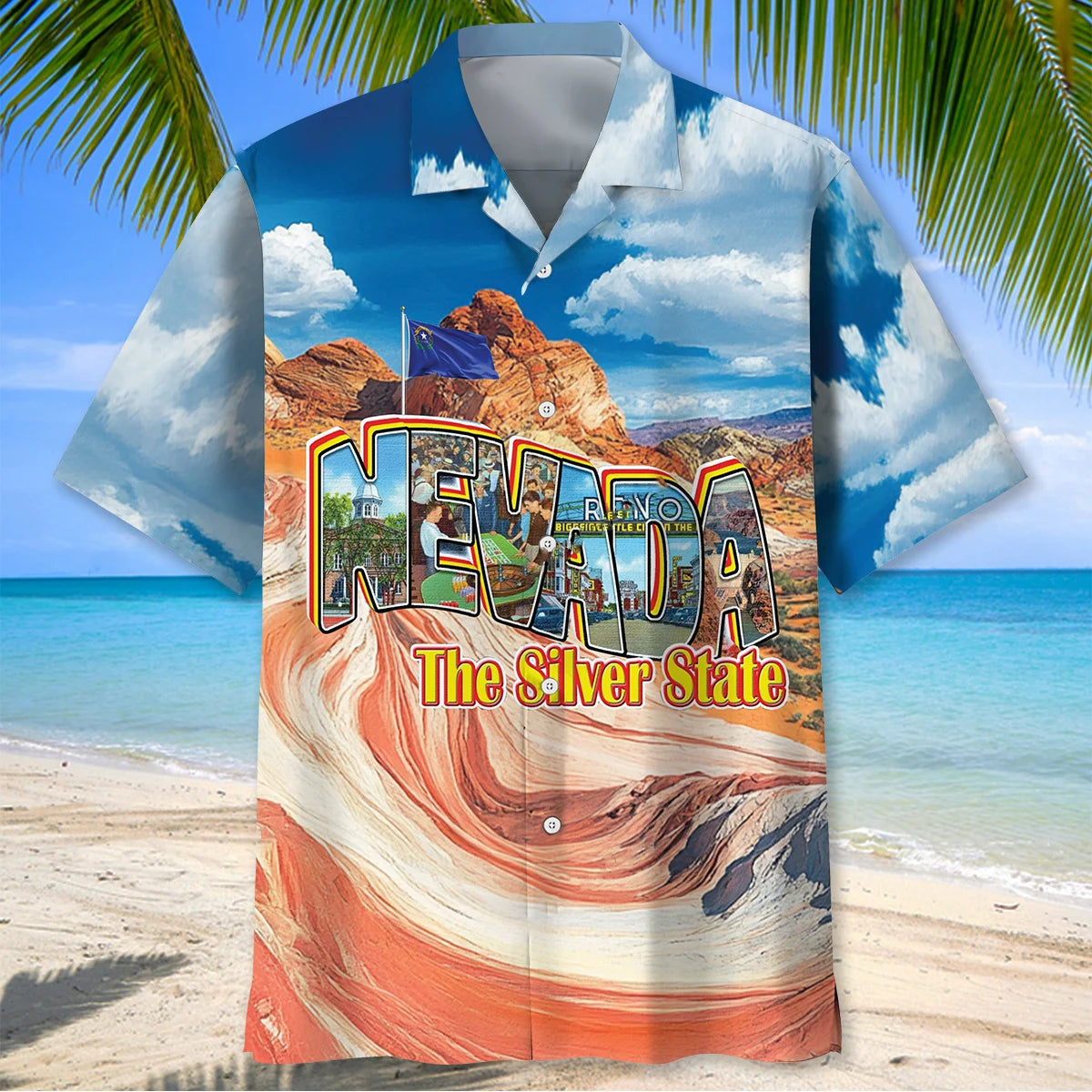 Nevada the Silver State Hawaiian Shirt, custom shirt gift for men (view 2)