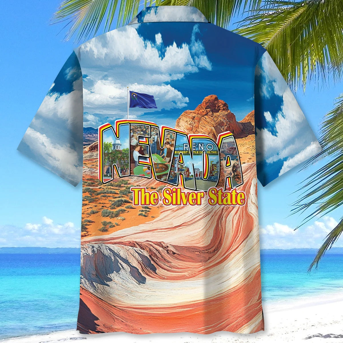 Nevada the Silver State Hawaiian Shirt, custom shirt gift for men (view 3)