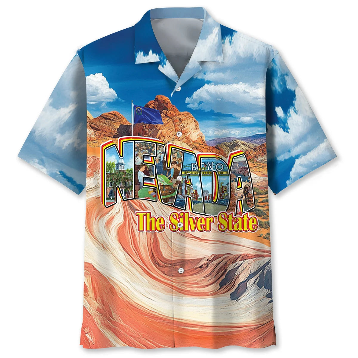 Nevada the Silver State Hawaiian Shirt, custom shirt gift for men (view 4)