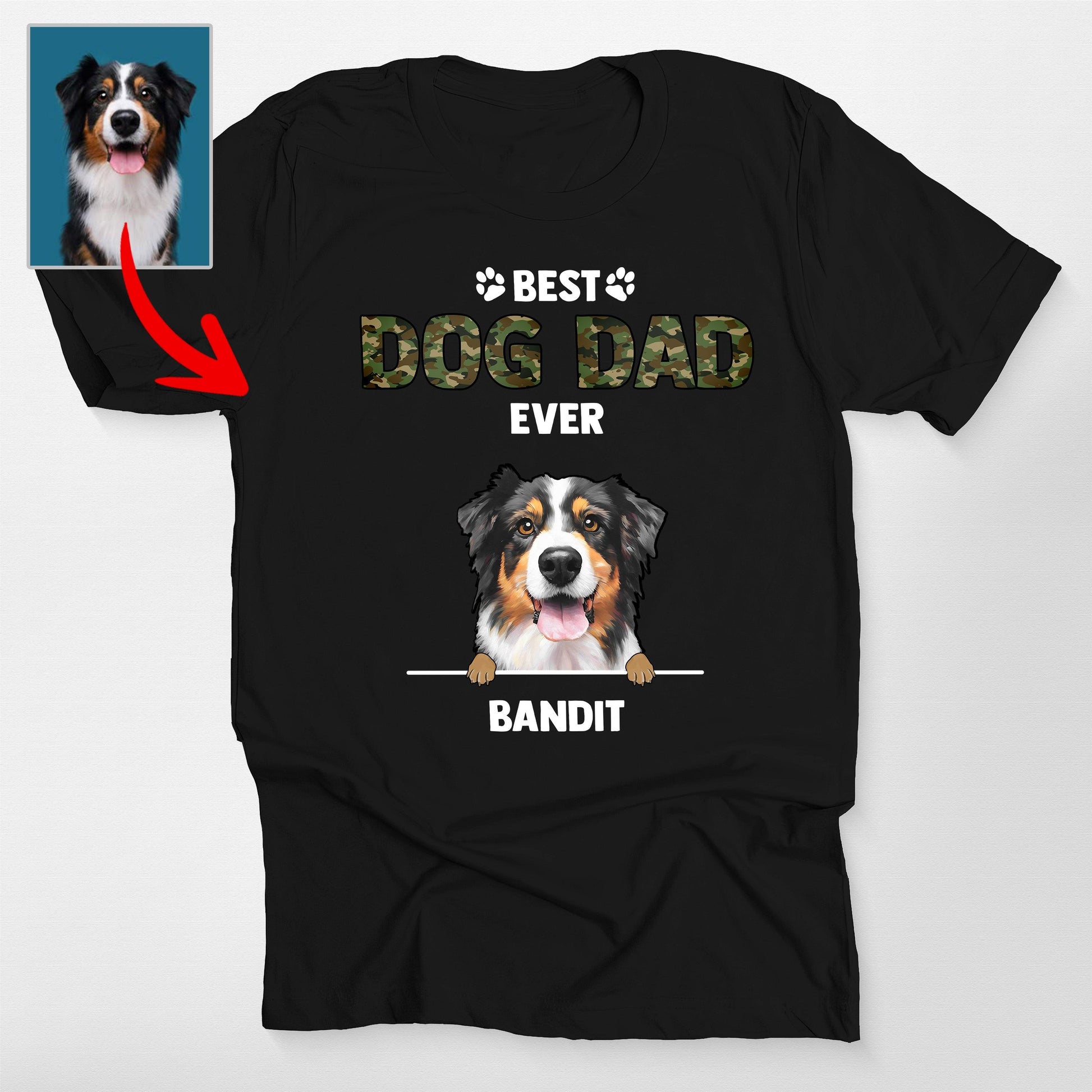 Best Dog Dad Ever Custom Bella Canvas Shirt Wi, custom pet portrait gift for pet lovers (view 2)