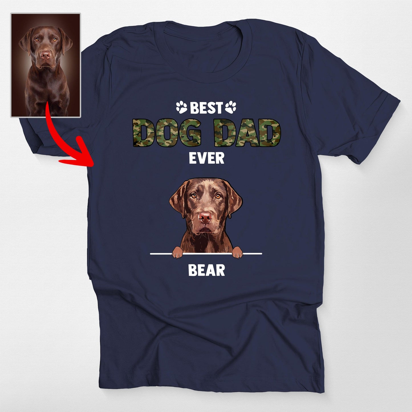Best Dog Dad Ever Custom Bella Canvas Shirt Wi, custom pet portrait gift for pet lovers (view 4)