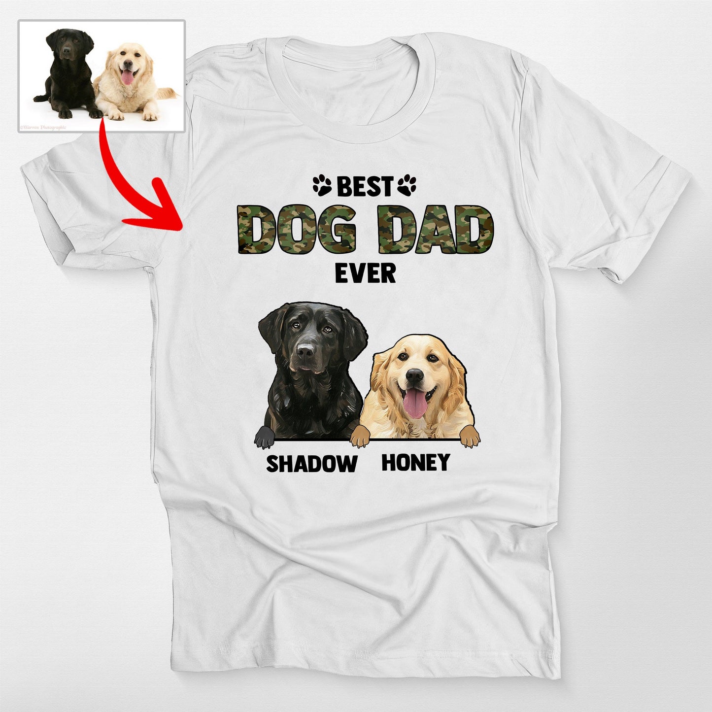 Best Dog Dad Ever Custom Bella Canvas Shirt Wi, custom pet portrait gift for pet lovers (view 5)