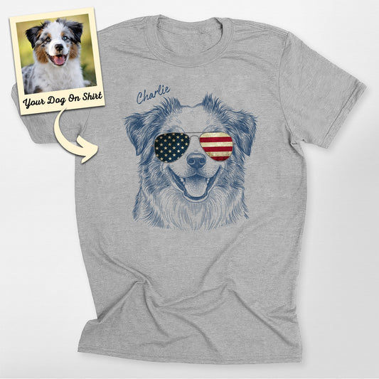 Custom Aussie America Flag Portrait Bella Canv