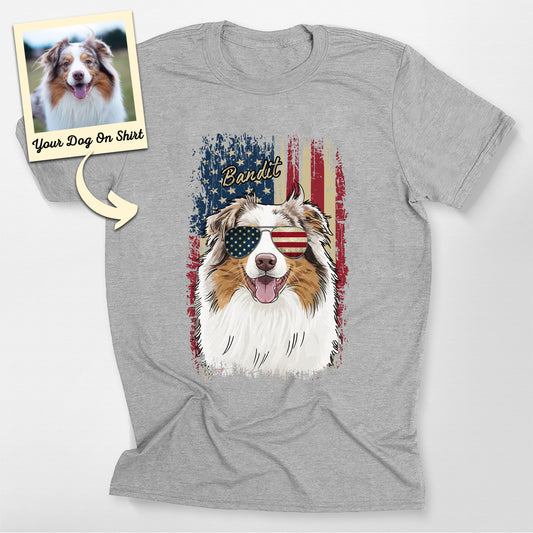 Custom Aussie Shirt American Flag Bella Canvas