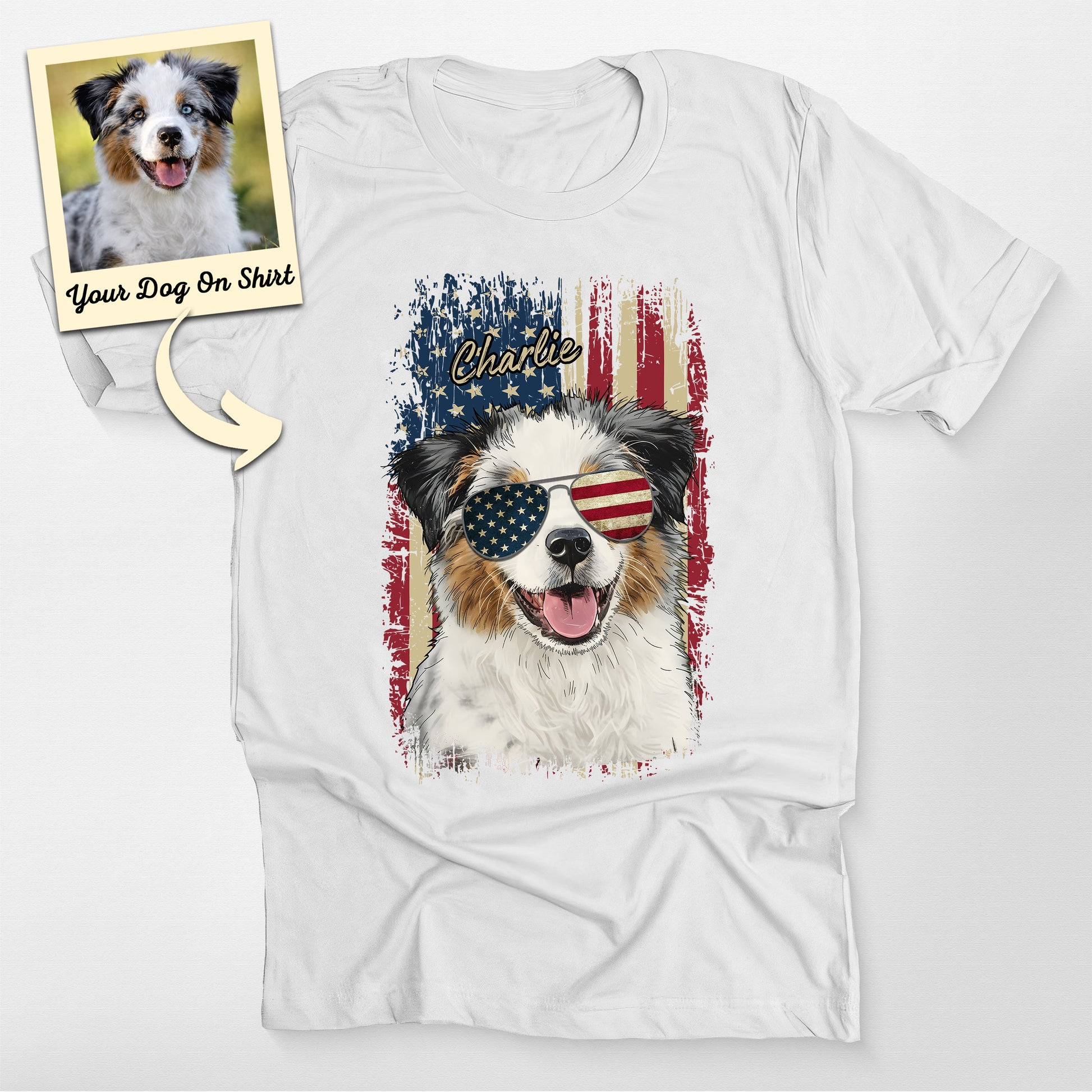 Custom Aussie Shirt American Flag Bella Canvas (view 5)