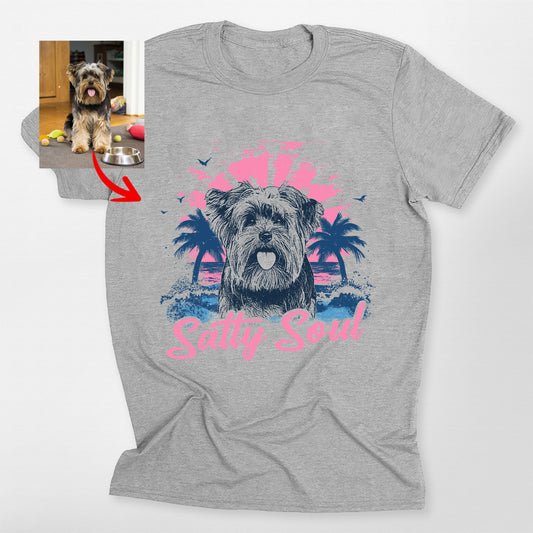 Custom Dog Beach Comfort Colors T-Shirt for Do, custom pet portrait gift for pet lovers