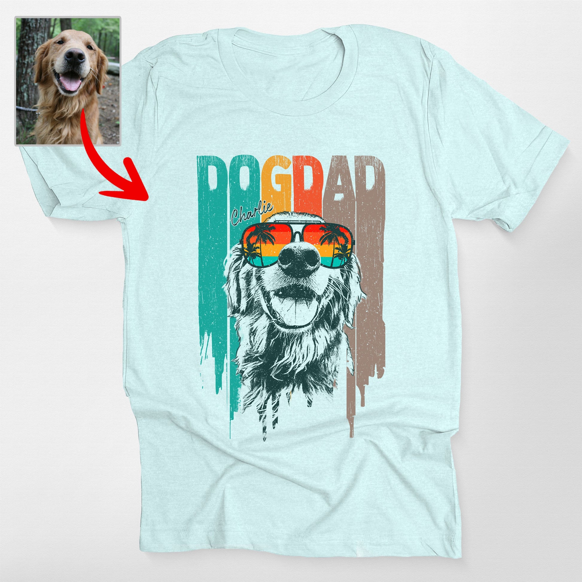 Custom Dog Bella Canvas T-Shirt with Summer Gl, custom pet portrait gift for pet lovers (view 2)