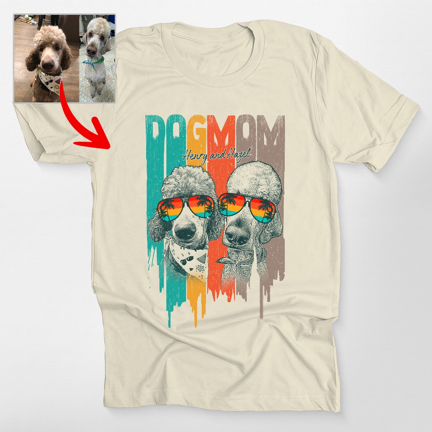 Custom Dog Bella Canvas T-Shirt with Summer Gl, custom pet portrait gift for pet lovers (view 5)