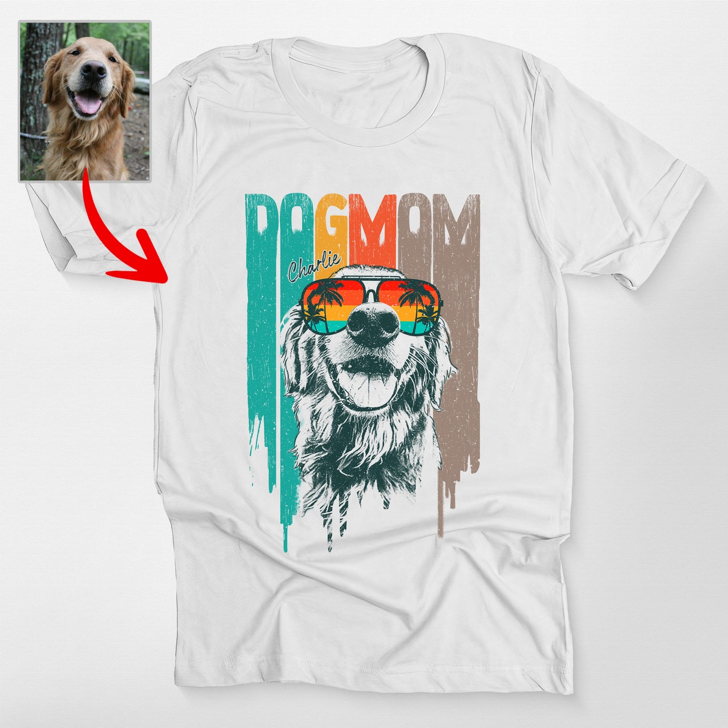 Custom Dog Bella Canvas T-Shirt with Summer Gl, custom pet portrait gift for pet lovers (view 8)