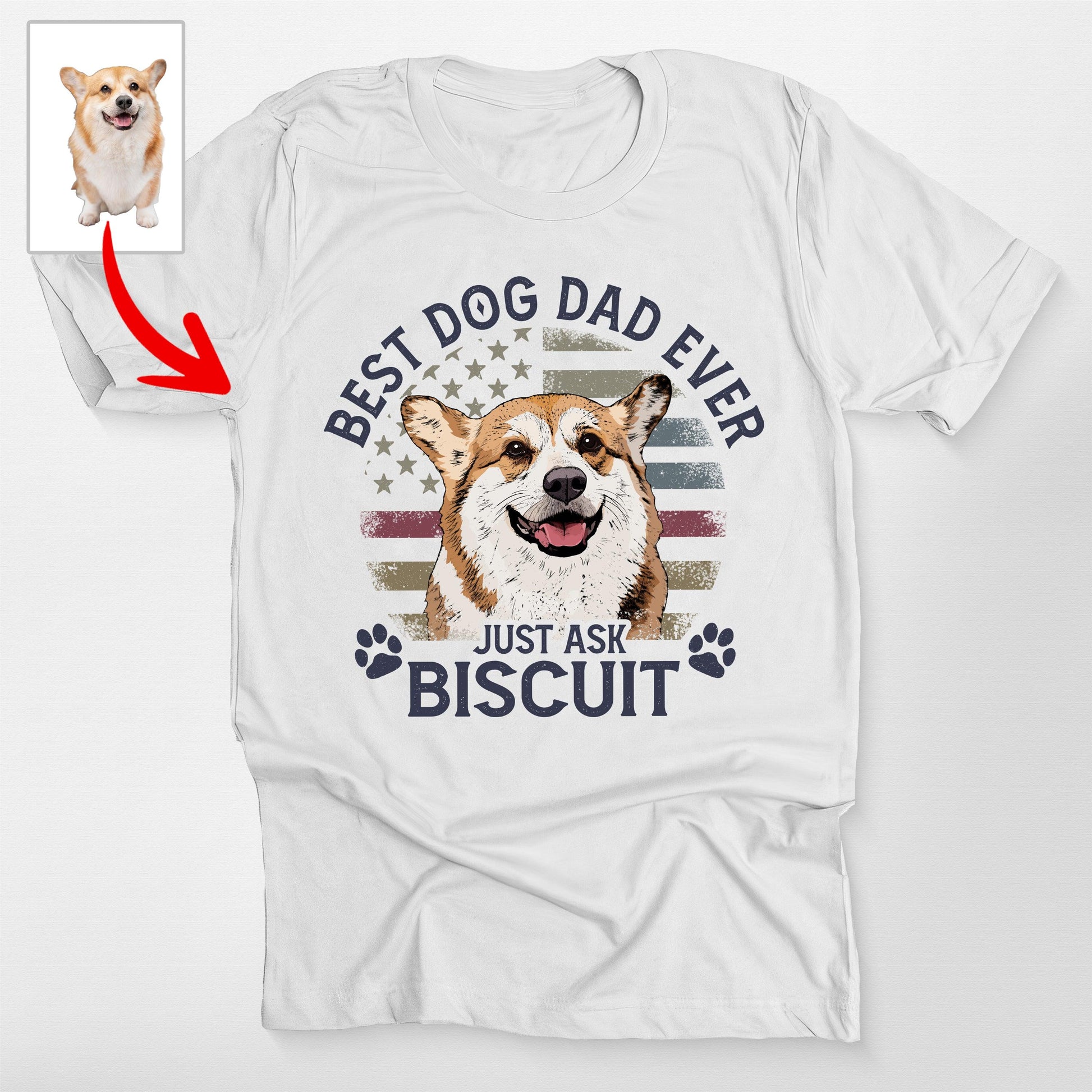 Custom Dog Dad Bella Canvas Shirt with Retro F, custom pet portrait gift for pet lovers (view 6)